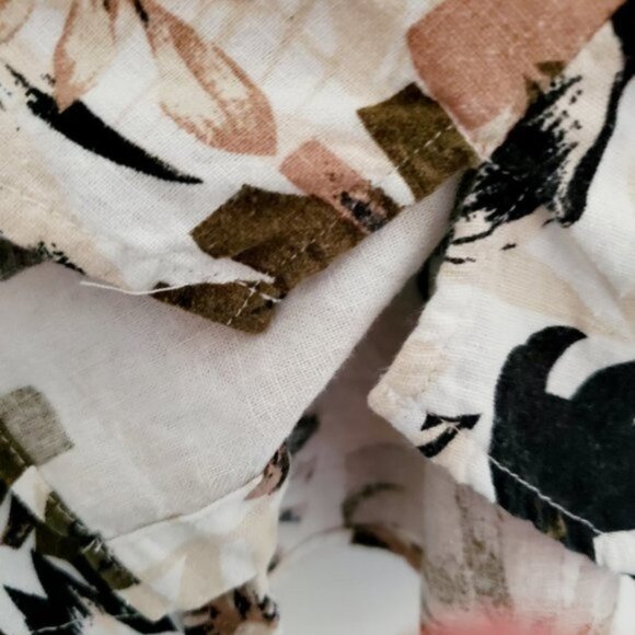 White Stag XL Hawaiian Foliage Print Button Front Short Sleeve Top - Picture 8 of 8